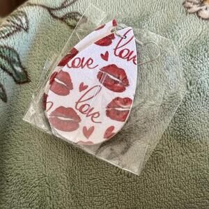 Women's Teardrop Earrings with Love and Lip Print Design